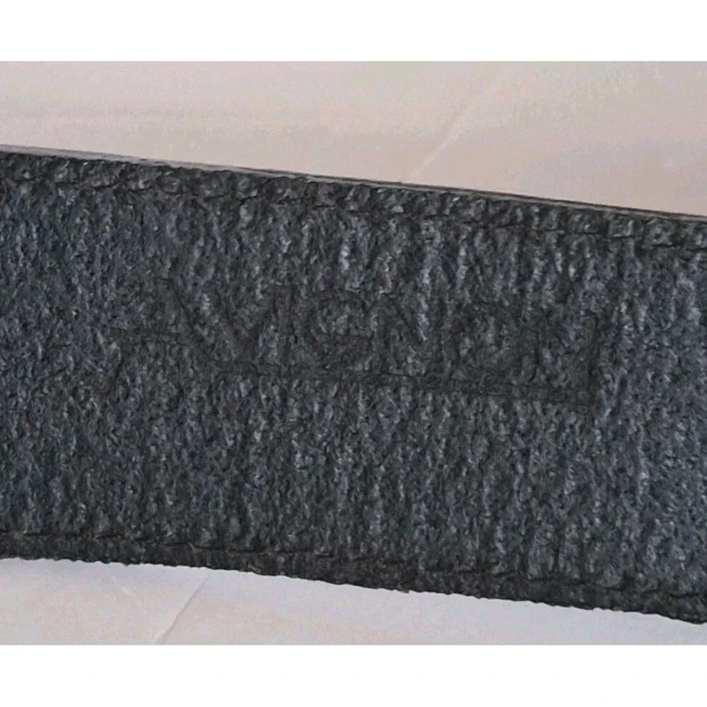 Vtg Avignon Leather Wide Statement Belt Large Black Silver Buckle USA Made Y2K
